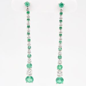 Vapour Emerald And Diamond Platinum Earrings