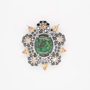 Opal, Sapphire and Diamond Pendant