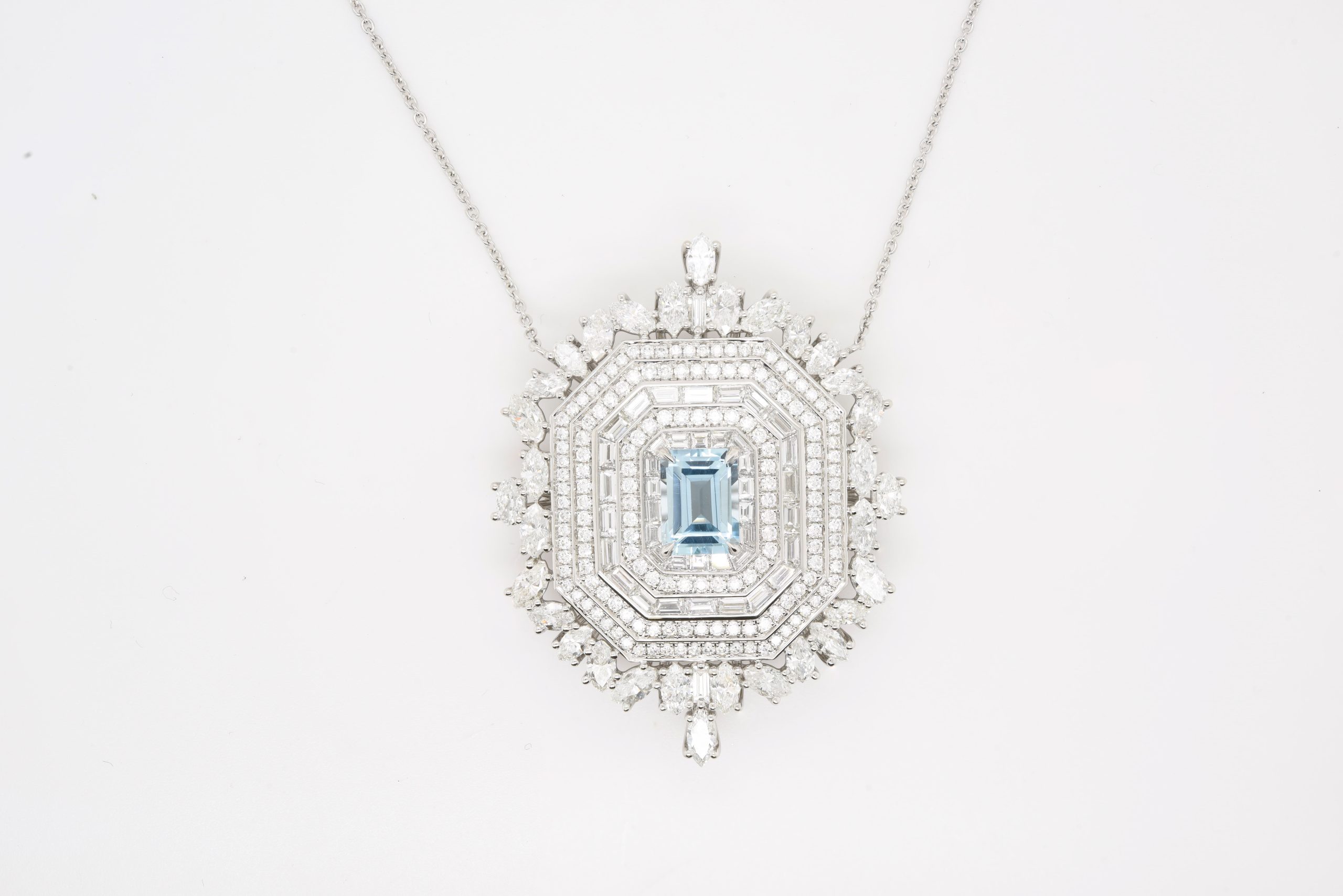 Diamond and Aquamarine Pendant