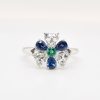 Diamond, Sapphire, Emerald Ring