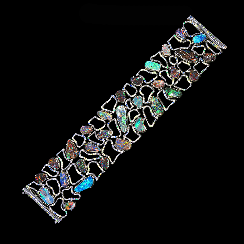 Diamond, Sapphire, Emerald and Tsavorite Opal Bracelet