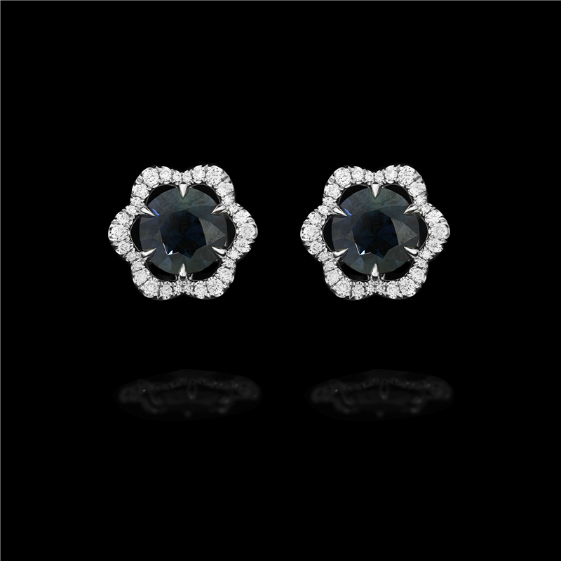 Sapphire Lily Pad Earrings