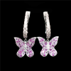 Pink Butterfly Stem Earrings