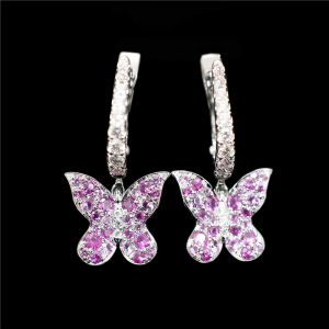 Pink Butterfly Stem Earrings