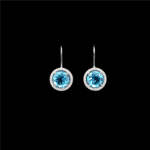 Topaz Diamond Halo Platinum Earrings