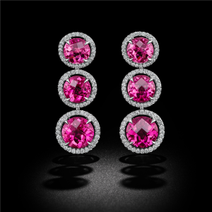 Trio Tourmaline Diamond Halo Earrings