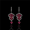Open Spade Ruby and Diamond Drop Earrings