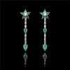 Emerald Flower Linear Earrings