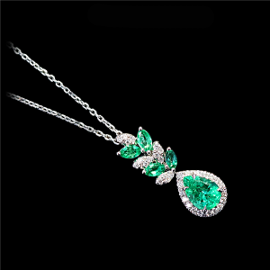 Diamond & Emerald PS Leaf Pendant