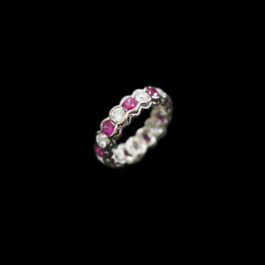 Ruby And Diamond Wirework Platinum Rings